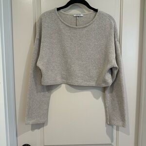 Zara Taupe Boxy Cropped Knit Sweater